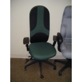 Modern High Back  Rolling Green Black Task Chair w Arms